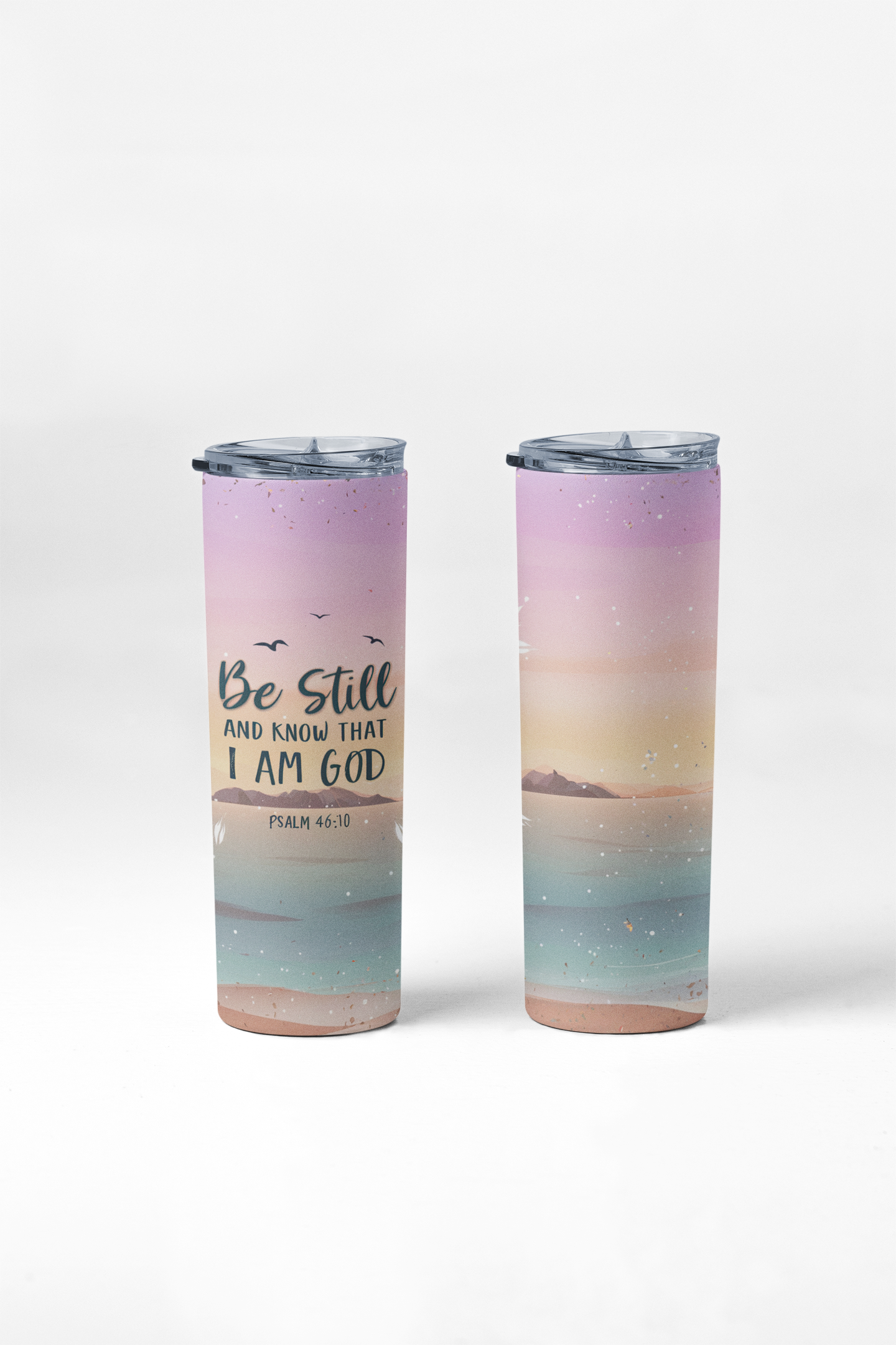 Be Still tumbler with stainless steel straw