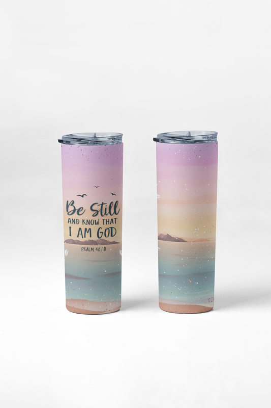 Be Still tumbler with stainless steel straw