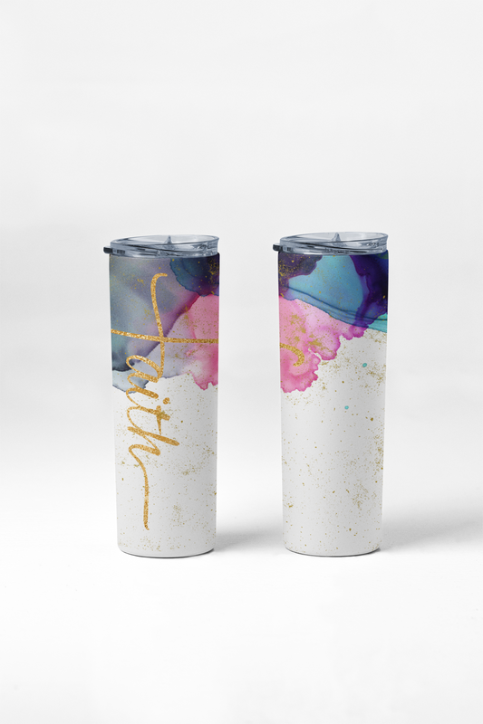 Faith tumbler with stainless steel straw
