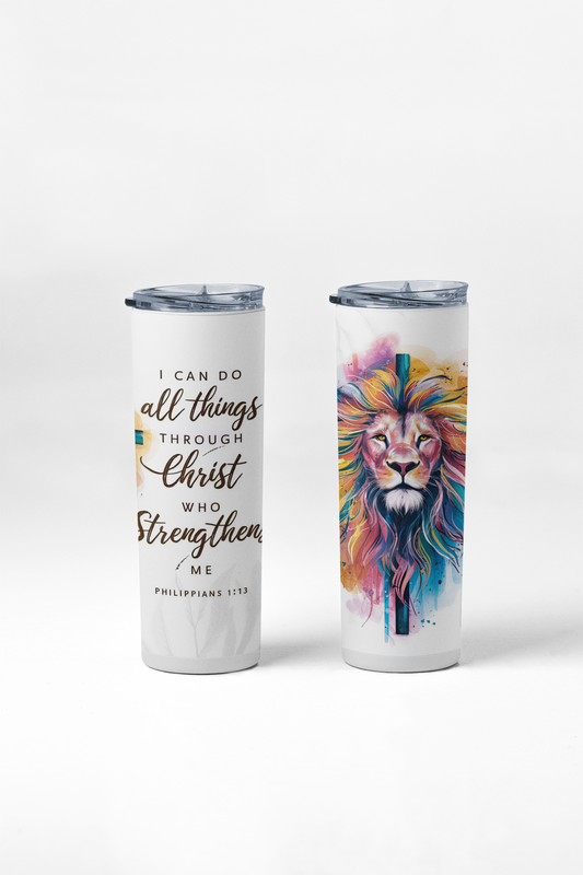 All things possible tumbler with stainless steel straw