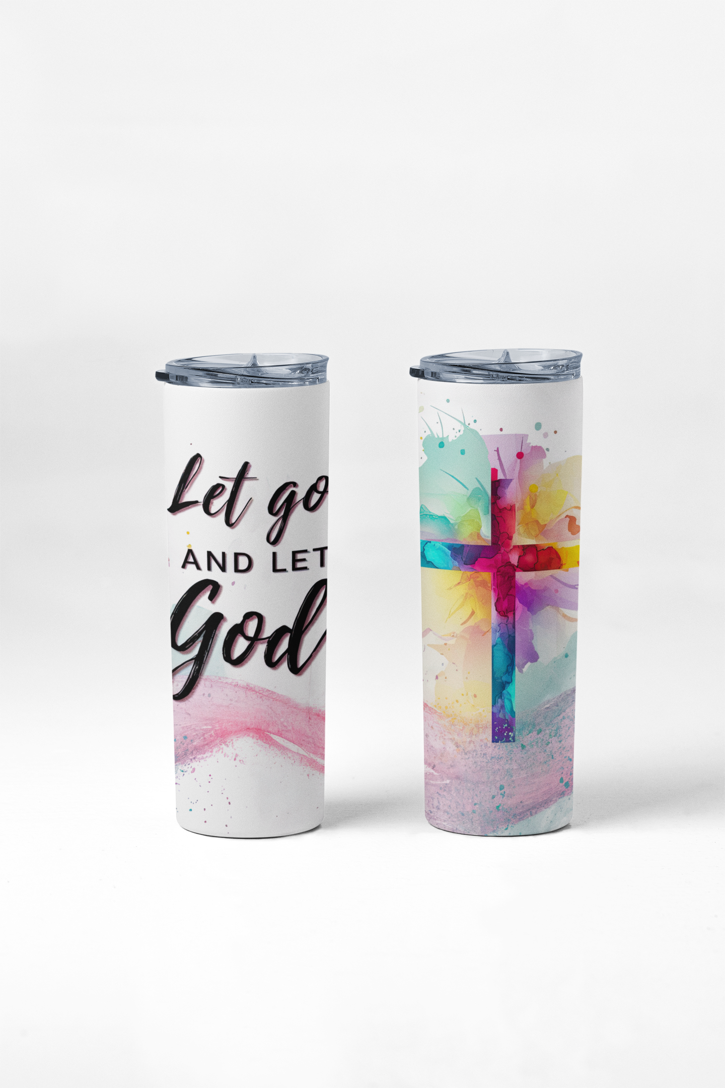 Let go and let God tumbler with stainless steel straw