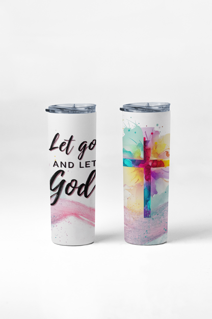 Let go and let God tumbler with stainless steel straw