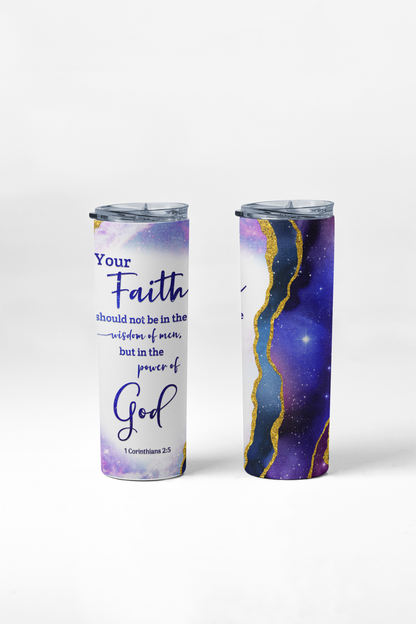 Faith in God tumbler with stainless straw