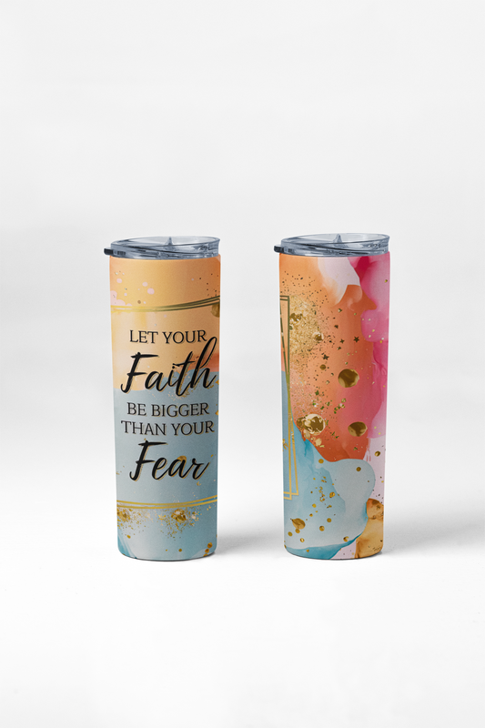 Bigger faith tumbler with stainless steel straw