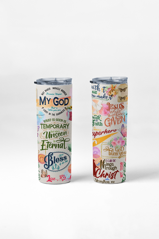 Encouragement tumbler with stainless straw